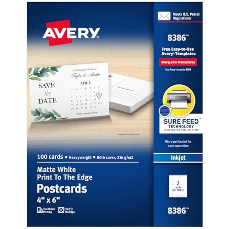 100 Printable Postcards, 4 x 6 Inch Matte White Cards for Inkjet Printers