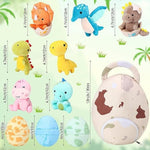 11 Pcs Easter Dinosaur Stuffed Animal Small Dino Plush Toy And Egg Bag Set Cute Stuffed Dinosaur Animals Plush Toys Soft Stuff Animals For Birthday Dino Themed Party(Cute)
