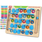Memory Matching Game, Wooden Board Travel Toy With Memory Cards, Essential Activity For Road Trip Airplane/Car/Camping, Fine Motor Educational Gift Toy For 3 4 5 Year Old Kids