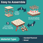 Wooden 3D Mechanical Tic Tac Toe Game, 15-Piece Portable Logic Puzzle