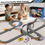 Slot Car Racing Track For Kids With 4 Cars Battery Or Electric Powered Dual Racing Game Featuring Flash Bridge And Pendulum Toys Tracks Sets Gift For Boys Grils Children 7,8,9-12 Years Old
