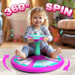 Unicorn Sit And Spin Toy For Toddlers Girls Ages 1-3 2-4, Birthday Gift For 2 3 4 Years Old Girl, 360° Spin Seat Kids Indoor Interactive Sensory Toy With Led & Music