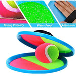 Toss And Catch Ball Set, Outdoor Games, Beach Games For Kids, Toss Ball And Catch Game Set For Kids/Family (6 Paddles, 3 Balls And 1 Storage Bag) (Pink-Green)