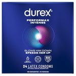 Durex Performax Intense Delay Condoms with Lubricant, Ribbed & Dotted Latex, 24 Count