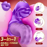 Rose Sex Toys Vibrator for Women, 10 Licking Realistic Tongue, Mauve