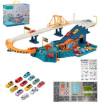 Toy Car Ramp Track, Climbing Hills Railcar Colorful Vehicles Construction Play Set With 12 Mini Racer Cars For Kids 3+(City)