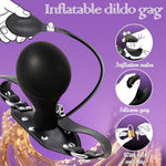 Adjustable Silicone Dildo Gag for BDSM Bondage Play with Leather Strap