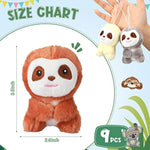 9 Pcs Mini Sloth Stuffed Animal Sloth Birthday Party Supplies Small Baby Shower Sloth Gifts Soft Huggable Adorable Jungle Animal Plush Toys Set For Party Favors Award 4 Inches (Brown, Gray, Beige)
