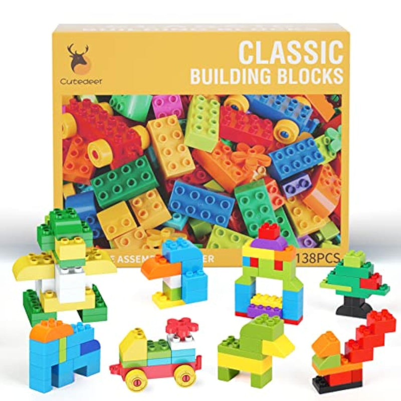138 Piece Building Blocks For Kids Toddlers, Classic Big Bricks Set Compatible With All Major Brands, Stem Large Building Toys With Gift Box For All Ages Boys Girls