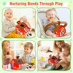 Baby Toys 6-12 Months: Plush Surprise Barn With Stuffed Farm Animals, Rattle, Crinkle Paper, Mirror, Busy Montessori Toys For Babies, Infant, Newborn, Sensory Toys For Toddlers 1-3