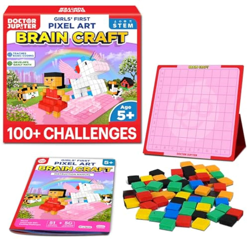 My First Stem Pixel Art Kit For Girls | Learning & Educational Coding Basics For Girls| Building Toys, Montessori Toy, Math Puzzle With 100+ Challenges