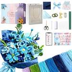 7 Color Blue Lily Pipe Cleaner Flower Bouquet Kit, 650 Pieces