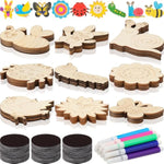 72 Sets DIY Wooden Magnet Craft Kits for Kids, Painting Party Favors & Gifts