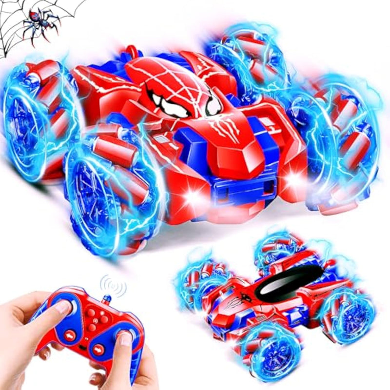 Spider Remote Control Car, 2.4Ghz Rc Cars With Headlight Double Sided Off-Road 360° Rotating Rechargeable Rc 4Wd Stunt Car Indoor Outdoor Spider Toys For Boys 4-6 5-7 8-13 Kids Gifts