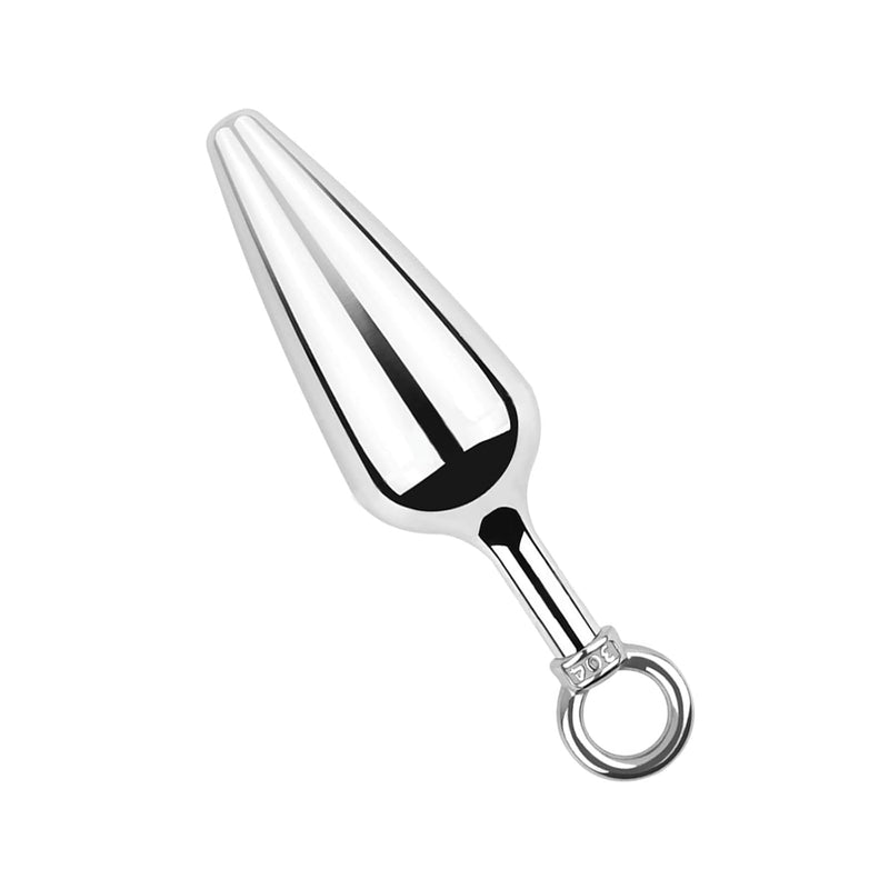 Female Male Pleasure Metal Smooth Butt Plug With Pull Ring Pointed Metal Anal Plug Massage Masturbation Sex Toy
