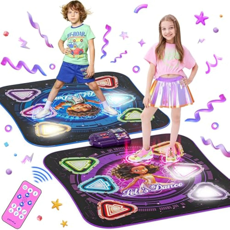 Dance Mat, 2025 Light Up 2-Player Opposing Dance Pad With Single & Double Player Modes, 12-Button Kids Music Toys With Bluetooth, Birthday For 3-12 Year Old Boys Girls