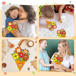 36 Pcs Fall Thanksgiving Flower Bouquet Coloring Kit, DIY Autumn Paper Flower Craft