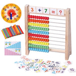 Wooden Abacus For Kids Math Manipulatives Learning Clock For 5 6 7 8 Year Old Boys Girls 1St 2Nd Grade Math Counters 100 Counting Sticks Montessori Preschool Educational Math Toys Homeschool Supplies