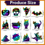 Halloween Crafts Kit for Kids 48 Pieces Rainbow Scratch Art Paper Cards