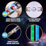 Liberty Imports 2-in-1 LED Light Up Sabers, Dual Bladed Toy Saber Swords Set for Kids with FX Power Up and Motion Sensitive Sound Effects for Cosplay, Dress Up