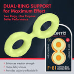 F-81 Liquid Silicone Cock & Ball Double Ring – Soft Stretchy C-Ring For Larger Erections – Waterproof Dual Band Penis Ring In 3 Sizes & Colors – Black, Blue, Glow (Glow, Medium)