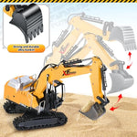 Remote Control Excavator, 13 Channel Rc Excavator Toy For Boys 3-5 4-7 8-12 Year Old, 2.4Ghz Rc Construction Vehicles With Metal Shovel & Light & Sound, Kids Christmas Birthday Gifts