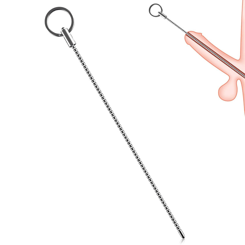 Male Stainless Steel Urethral Plug Dilator With Pull Ring - Extended Urethral Massage Rod - Metal Penis Plug For Prostate Massage - Catheters And Sounds - Adult Sex Toys (0.15In)