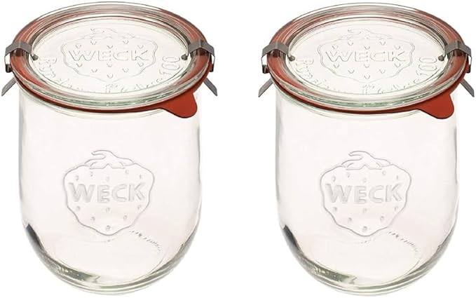 Tulip Jars 1 Liter - Large Sour Dough Starter Jars with Wide Mouth - Suitable for Canning and Storage - 2 with Glass Lids