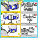 Toddler Drum Set Toys For Boys Ages 3-5 Kids Jazz Drum Kit With Bass Drum, 5 Drums Music Toy For 3 4 5 6 Year Old Boys Girls Gifts