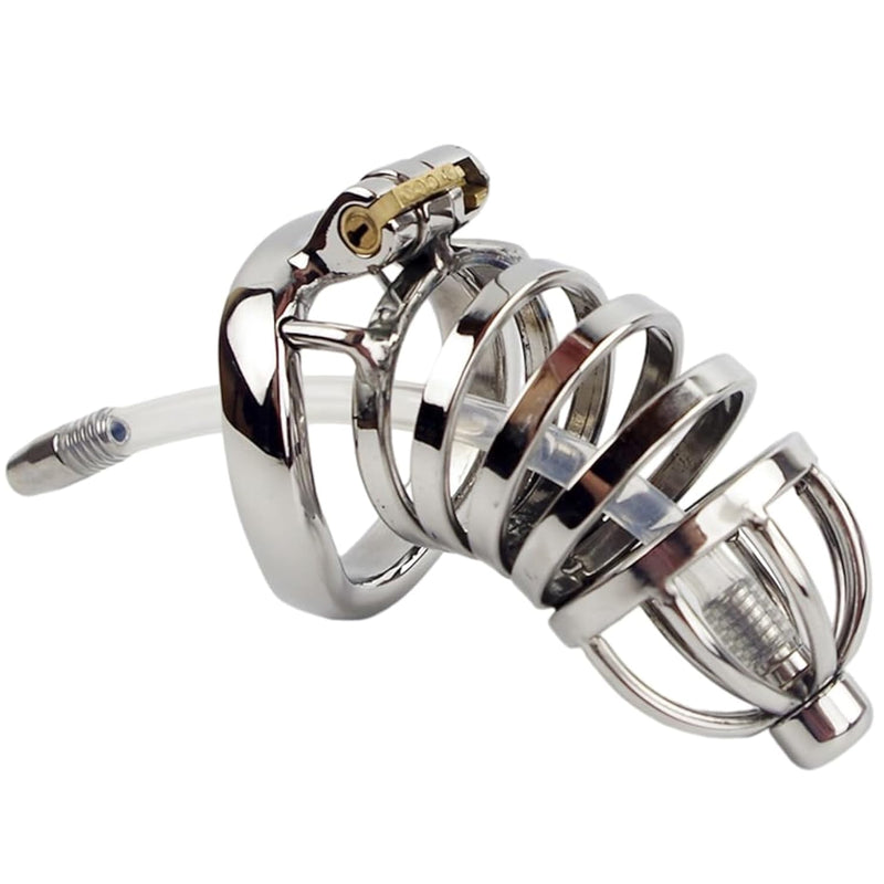 Large Stainless Steel Cock Cages for Men - 50mm Ring Size, Metal Chastity Device with Lock, Adult Sex Toy for Abstinence and Penis Exercise