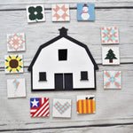 Interchangeable Barn Quilt Sign Kit | Wood Barn + 12 Mini Quilt Tiles