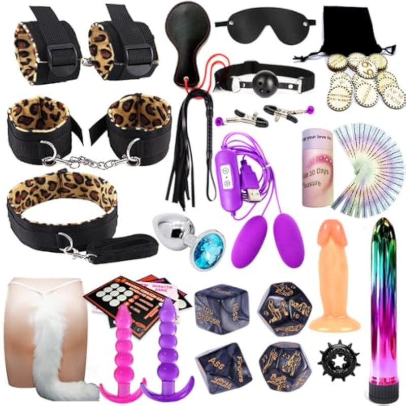 Bdsm Toys For Sex Bondage Anal Butt Plug Dildo Toys And Adjustable Bondage Restraints Set, Sex Restraints Set & Safe Bdsm Kit, Adult Sex Toys Kit For Couples Women Man