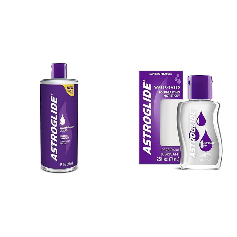 Personal Lubricant Value Size 12Oz & Travel Size 2.5Oz Water-Based Lubes, Long Lasting, Condom Compatible
