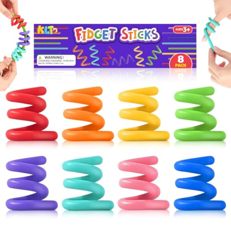 Fidget Toys Sensory Sticks For Kids: 8 Pack Creative Fidget Sticks - Sensory Toys For Kids With Autism Anxiety Relief - Quiet Fidgets For Adhd Classroom Focus - Fun Stocking Stuffers Gifts