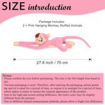 2Pcs Hanging Monkey Stuffed Animals Plush Cute Pink Monkey Toy For Kids, 27.6"