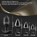 Anal Sex Toy Vibrator, 4Pcs Vibrating Anal Butt Plug Training Kit, Remote Control 10 Vibration Modes Adult Anal Sex Toys Vibrators With Flared Base Prostate Sex Toys For Beginner Advanced User- Black