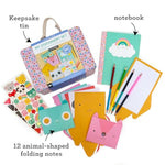 Kids Stationery Design Craft Kit with Animal Notecards, Journal, Stickers & Pencils