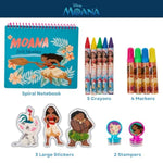 Innovative Designs Disney Moana Art Set for Kids, Spiral Notebook, Crayons, Markers, Sticker Sheets, and Stampers