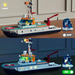 City Boat Building Set With Led Lights - Arctic Explorer Ship Toy Gift For 8 Year Old Boys And Girls, With Helicopter, Drone, Speedboat, Submersible, Iceberg, And Polar Bears