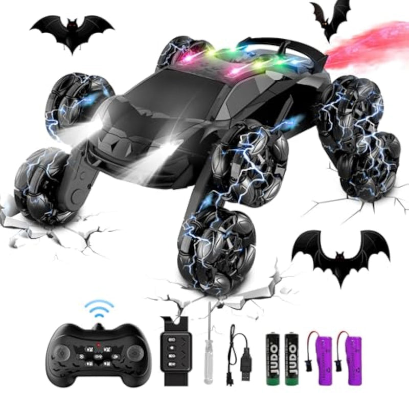 8Wd Remote Control Car, 2.4Ghz Rc Cars With Spray & Cool Light, Kids Toys Electroplating Process Transform Drift Climbing Car, Boys Toys For Age 4-6 7 8-13 Year Old (Black)