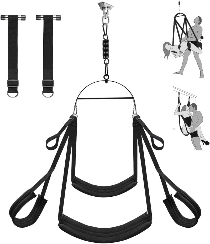 360° Spinning Sex Swing with Adjustable Straps & Sturdy Stand for Couples