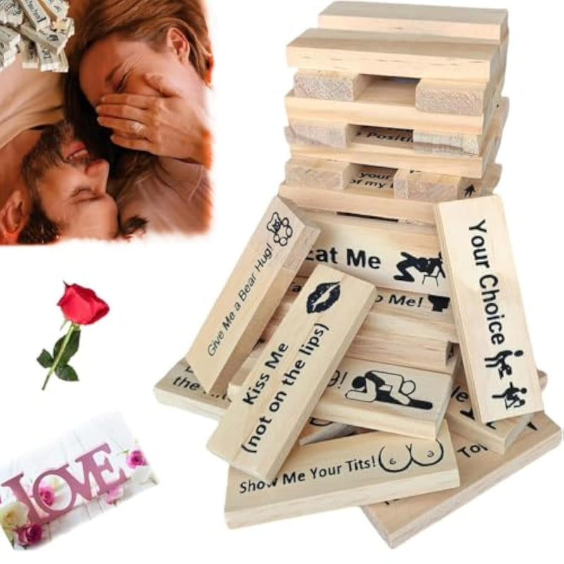 48 Pcs Couple Game Blocks Naughty Blocks - Couples Games For Adults Stacking Tower Accessories For Date Night,Tumbling Block Tower Stacking Blocks Board Q/A