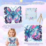 Butterfly Diamond Art Kit for Kids Ages 8-12, Gem Painting Craft with Frame