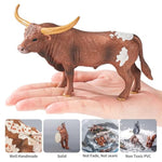 3Pcs 6" Large Farm Texas Longhorn Bull Cow Toys For Toddlers, Solid Farm Animals Toys For Kids, Realistic Plastic Cow Bull Figurines Cake Toppers Birthday Gift Party Favors For Kids