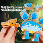 Dinosaur Building Blocks, Wooden Dino Snap Blocks, Snap Dinosaur Toys For Kids 3-5, 5-8, Fine Motor Skills Stem Kits Educational Learning Building Toys Gifts For Preschool Children