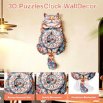 3D Wooden Cat Clock Puzzle for Adults - Unique Cat Shape Wooden Puzzles for Relaxation and Fun