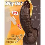10.5'' Realistic Huge Thick Black Dildo - 8.6 Inch Girth Big Curved Dildo With Strong Suction Cup, Giant Dual Density Silicone Dildos For Anal Vagina, Bbc Anal Dildos G-Spot Sex Toys For Women Men