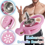 Inverted Chastity Cage with 4 Adjustable Rings and Concealed Lock for Male Bondage