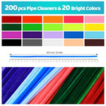 200pcs 20colors Pipe Cleaners Multi-Colored Chenille Stems Bulk Arts and Crafts Supplies