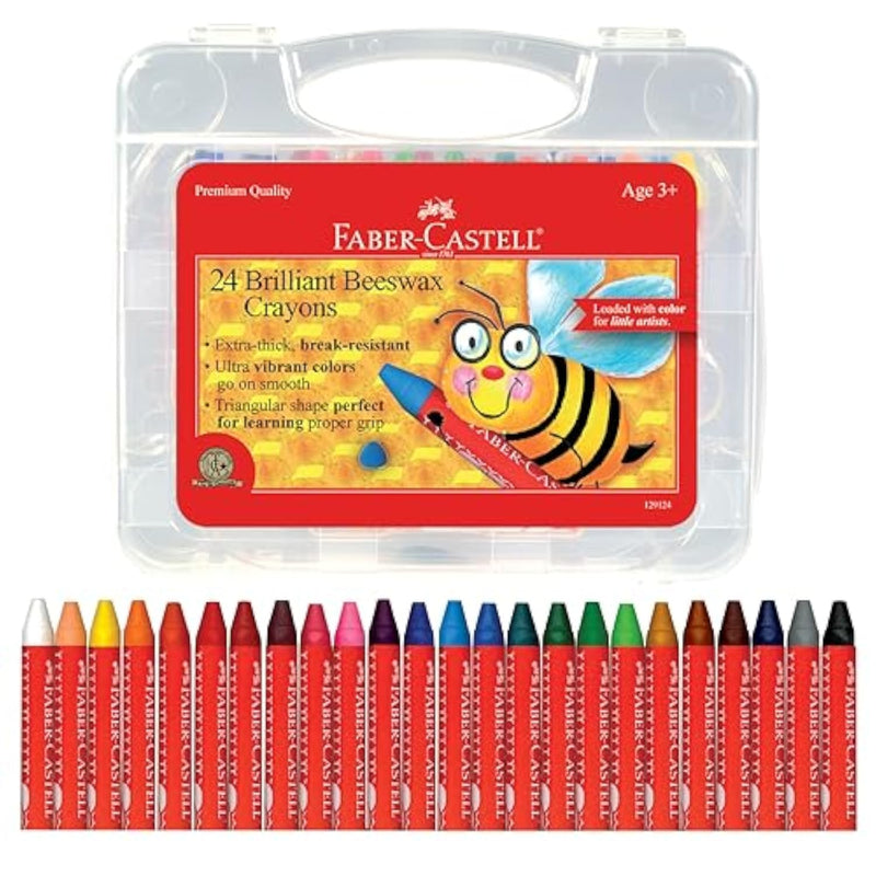 Faber-Castell Beeswax Jumbo Triangle Crayons for Kids Ages 3+ with Storage Case